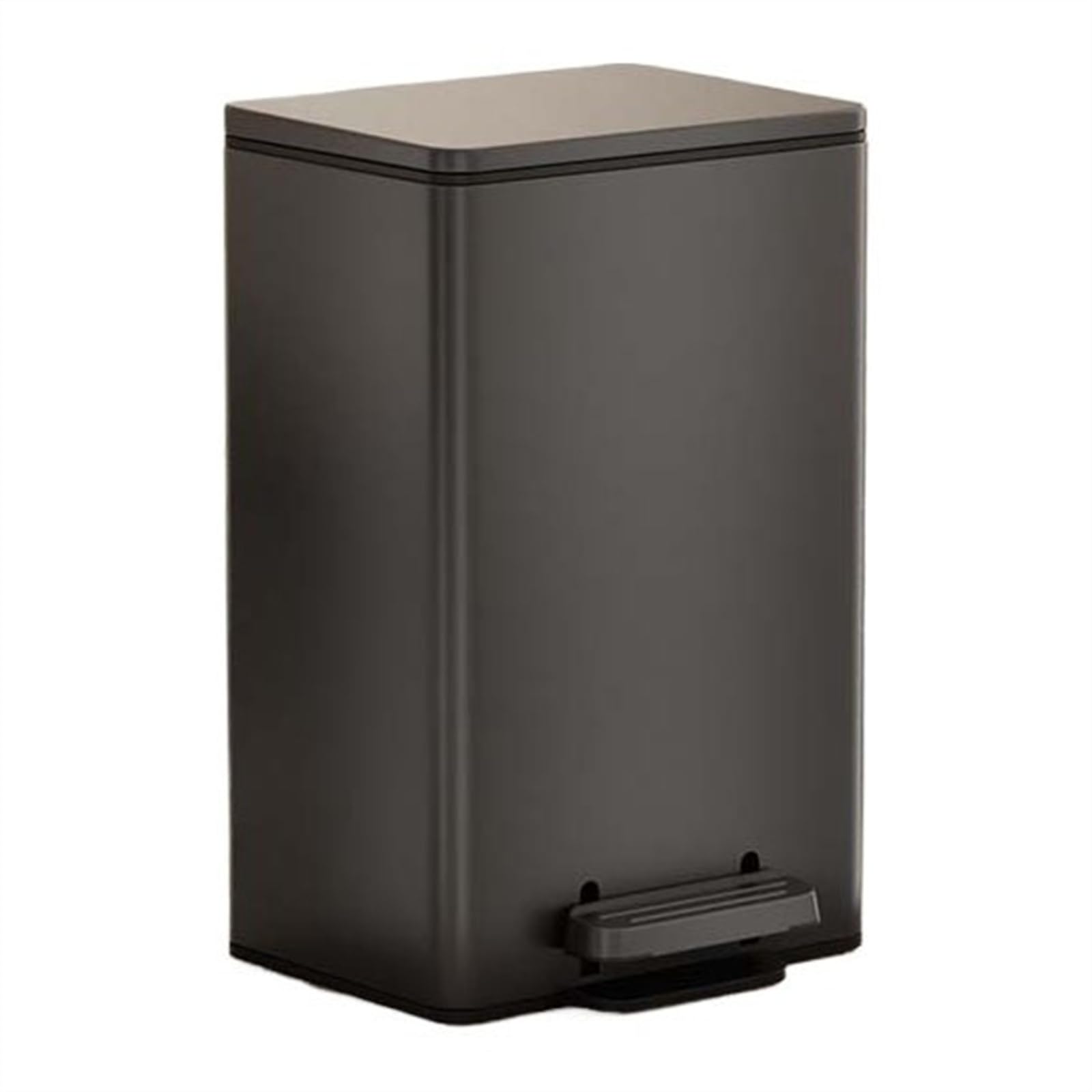 H8Q4D7N5G9 Dustbin Trash Can with Lid, Stainless Steel Garbage with Foot Pedal, Soft Close Step with Inner Bucket for Home Office Commercial