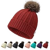 [rivmount] ニット帽 ビーニー 帽子 ワッチキャップ ボーダーニット おしゃれ ボンボン 防寒 防風 通気性 伸縮性 柔らかい 無地 春 秋 冬 スキー スノボ 登山 通勤 メンズ レディース