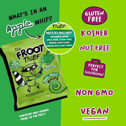 The FROOT Thief Real Fruit Snack Whips, Apple, Nut Free, Perfect for School Lunches and Snacks, Individual Bags Kids Snacks, 5 Pack - image 2