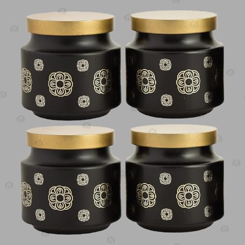 Image of CROCO JAR Premium Color Coated & Printed Design 600 ML REJOICE BLACK BUTTA WITH CAP-4 PCS
