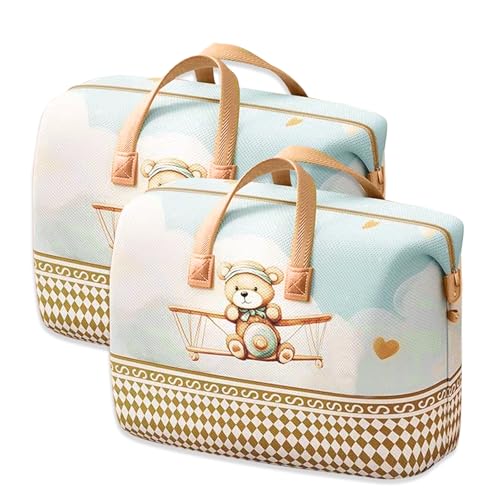 Bolsa Almacenamiento XXL, Darryy 2 Piezas 120L Bolsa Guardar Ropa, 2 Bolsa Almacenamiento Colcha, para Edredones, Mantas, Abrigos y Edredones (Oso)