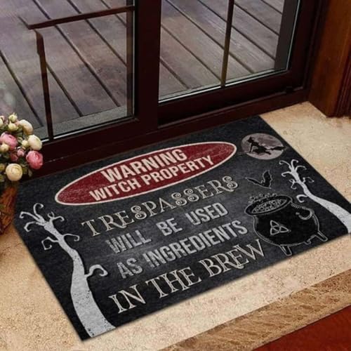 ���փ}�b�g �x�� ���� ���Y ���p ���@ �n���E�B�� �z�[���f�R���[�V���� �ʔ��� 50×80cm doormat Warning Witch Property Witchcraft Magic Halloween Home Decor Funny