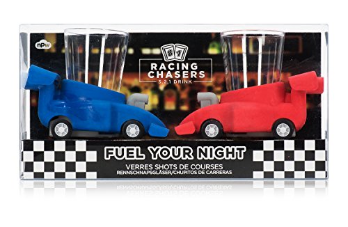 NPW NP26023 Shot Glass Racing Chasers, Set of 2, Blue/Red, Plastic, Multicolor
