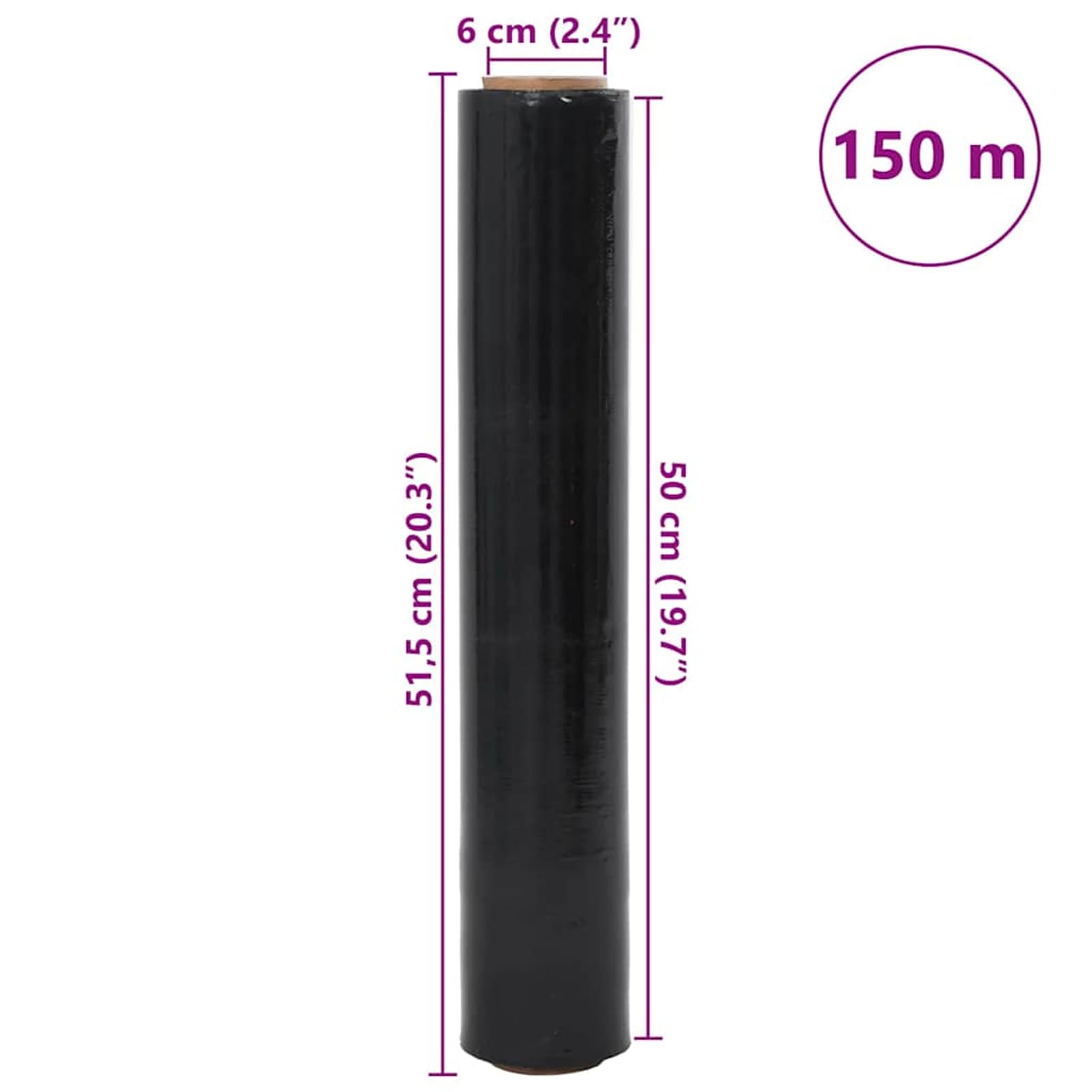 Film Estensibile 6 pz Nero 23 μm 50 cm x 150 m,Pellicole Estensibili per Imballaggio,Film Estensibile-4104873