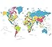 Feeten No Mildew Waterproof World Map Shower Curtain with Hooks
