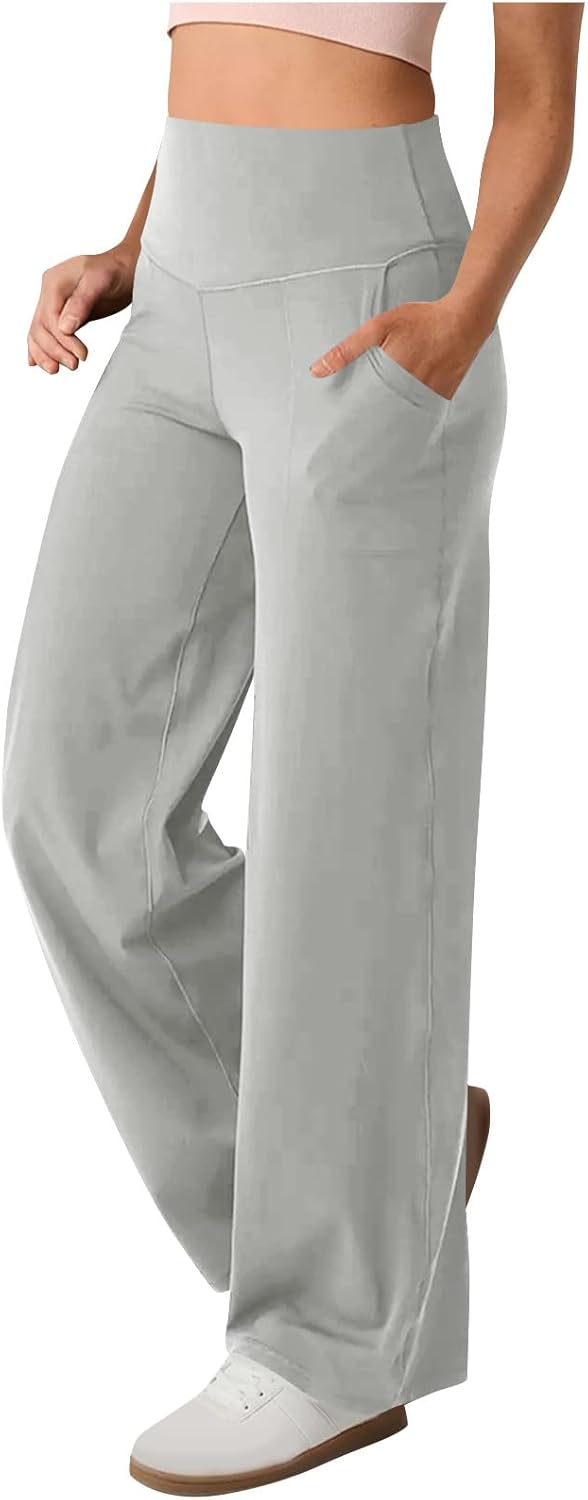 Pantalon De Yoga Taille Haute Décontracté Avec Poches Pour Femme