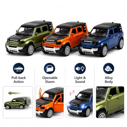 Image of Diecast Metal Car Toy for Kids 1:36 Scale Model | Pull Back Action with Light & Sound | Openable Doors | Alloy Model Car for Kids | Collectible Toy Car Gift for Boys & Adults
