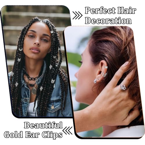 50 piezas de joyería plateada para cabello y trenzas miniatura 3