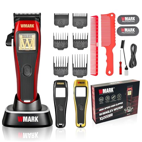WMARK Hair Clippers for Men Professional Barber Clippers for Hair Cutting Cordless Hair Clippers Maglev Motor 10000RPM, DLC Fade Blades, USB-C Rechargeable NG-X1
