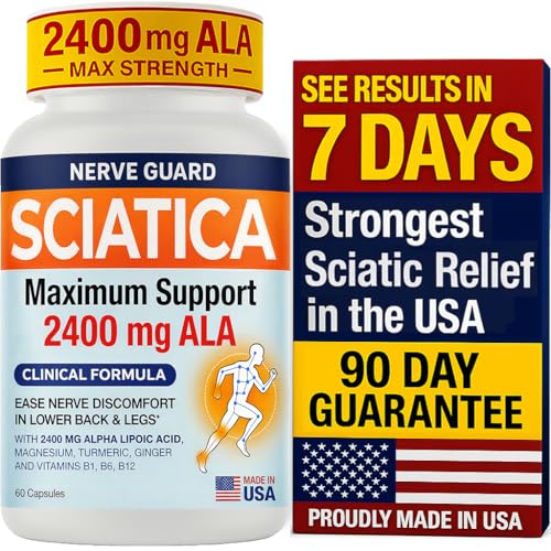 Sciaturna Sciatica Relief Supplement with 2400 mg Alpha Lipoic Acid – Maximum Strength Nerve Support to Reduce Nerve Discomfort in Lower Back & Legs – 2400mg ALA, Vitamins, Magnesium – 60 Capsules