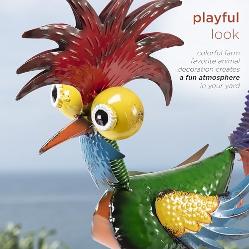 Alpine Corporation MZP388 18 Inch Tall Indoor/Outdoor Wacky Metal Rooster Yard Statue Decoration thumb #8