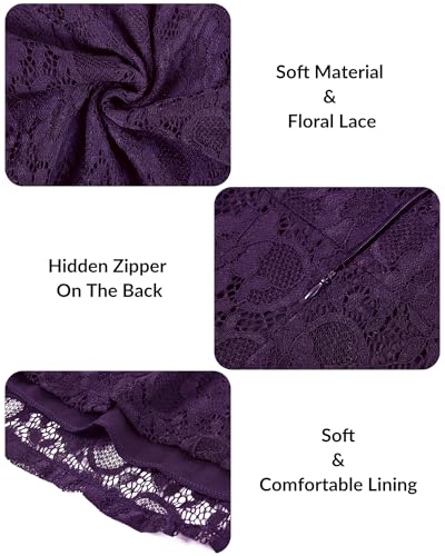 Image of Women's Wedding Guest Plus Size Semi Formal Cocktail Lace Wrap V Neck Short Sleeve Knee Length Dress