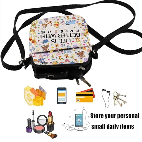 PXTIDY Cartoon Crossbody Bag Life Is Better With Friends Friendship Gift Bear Lover Gift Magical Kingdom Gift3