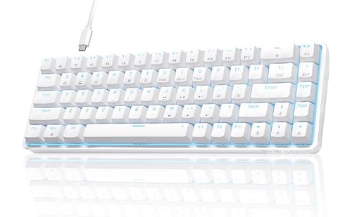 DIERYA DK68SE 60% Gaming Mechanical Keyboard,Ultra Compact Mini 68 Key with Brown Switch Wired Keyboard,Anti-Ghosting Keys, for Windows Laptops and PC Gamers,White