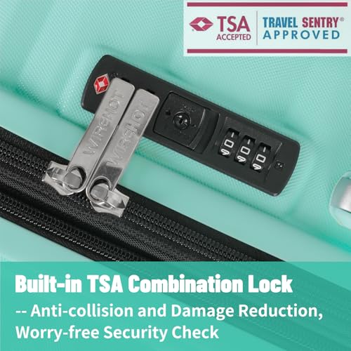 5-Piece Luggage Set, Lightweight ABS+PC Hard Shell Suitcase with YKK Zipper & TSA Lock for Family, MInt Green, 14in/18in/20in/24in/28in - Image 5