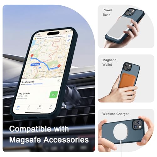 Image of for iPhone 15 Plus Case, iPhone 14 Plus Case, Matte Magnetic Phone Cover with 1 Screen Protector [Support for MagSafe] [Shockproof Military Grade Protection] Translucent Frosted Back, Navy Blue