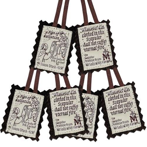 TALPGOD Brown Scapulars, 3 Pack Bulk Catholic Necklaces, Mount Carmel, Home Protection, Mexican Decor