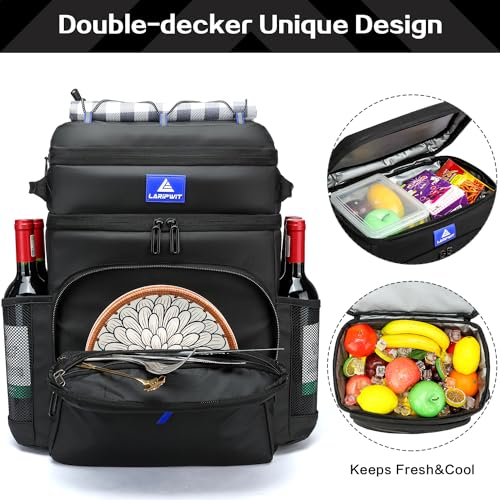 Image of Laripwit 54 /40 Cans Backpack Cooler Insulated Leak-Proof Large Cooler Backpack Double Deck Lunch Backpack for Men Women - Perfect Soft Cooler Bag for Tactical, Camping, Picnic, Beach, Hiking