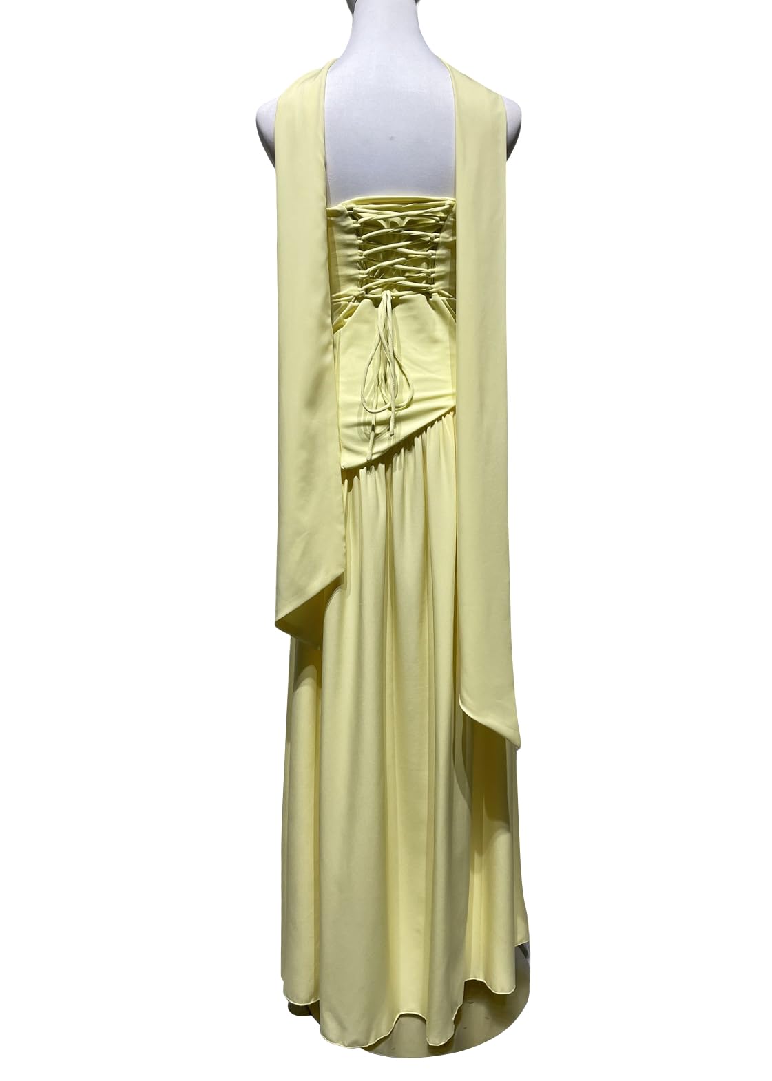 ORANDESIGNE Vestido Largo Verano Mujer Vestido sin Mangas Novia Boda Invitada Vestidos de Fiesta Elegantes con Abertura y Bufanda