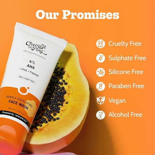 Image of Chemist At Play Gentle Exfoliating Face Wash for Daily Use | Tan Removal & Instant Glow | Bright Skin | Gently Removes Dead Skin | Soap-Free | Oily, Dry & Combination Skin | For Men & Women | 100 ml