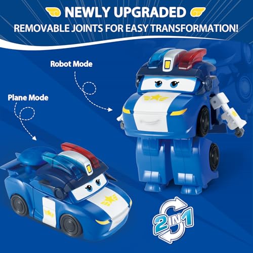 Super Wings Transformable Toys Playset, 5 in Marty and Lucie Airplane Transforming Figures Toys Set, 2 in 1 Mode Rescue Bots Toy for 3-5 Year Old Boys Girls, Plane Toy for Toddlers Kids Age 3 4 5 6