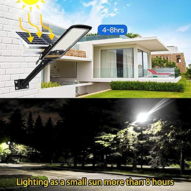 Solar Street Lights Outdoor Lamp, 16000lm IP67 Waterproof Light with Anti Broken Remote Control Mounting Bracket, Dusk to Dawn Security Led Flood Light for Yard, Garden, etc.