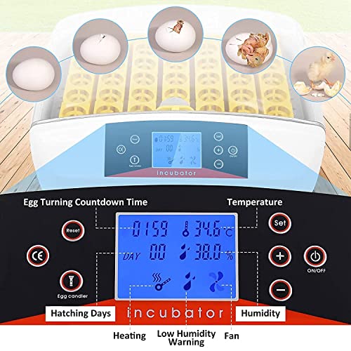 Foto von Brutmaschine Vollautomatisch 55 Hühner Eier Brutgerät, Intelligent Brutautomat Motorbrüter mit LED Temperatur & Feuchtigkeitsregulierung, Grosse Brutkästen Egg Incubator für Hühnereier, usw
