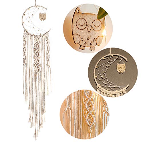 Artilady Macrame Dream Catchers for Bedroom - Boho Wall Hanging Handmade Woven Dream Catcher for Home Decor Ornament Craft Gift (Owl) - Thumbnail 6