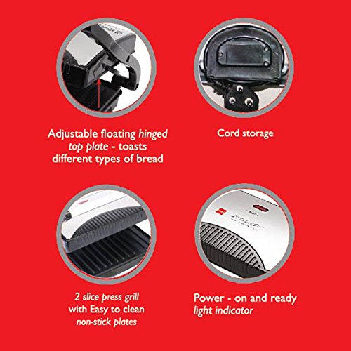 Image of Cello Super Club 200 750-Watt Grill Sandwich Maker (Black)