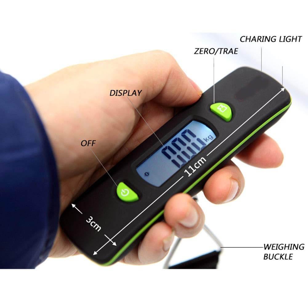 Mini bilancia elettronica portatile da 50 kg/110 libbre for bagagli aeronautici con ricarica USB, bilancia portatile con display retroilluminato Bilance