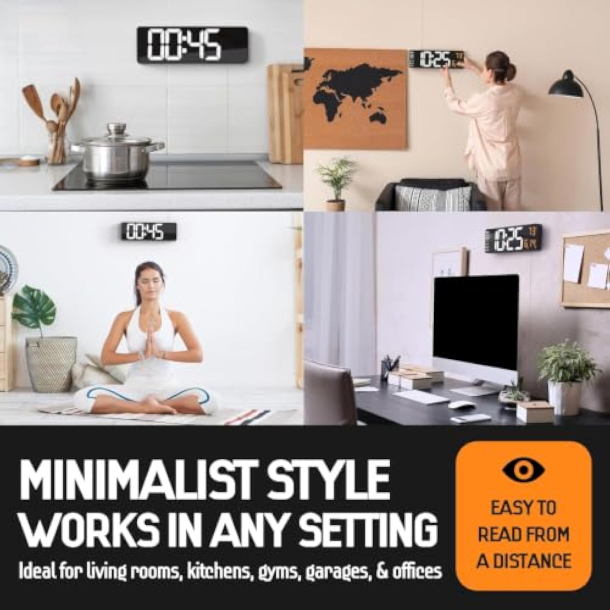 LED Digital Wall Clock with Remote Control