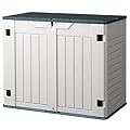 Homall Resin Outdoor Storage Shed 34 Cu Ft Horizontal Outdoor Storage Cabinet, Weather Resistant Resin Tool Shed, Multi-Purpose Shed Lockable Outdoor Storage for Garbage Cans, Lawn Mower and Tools