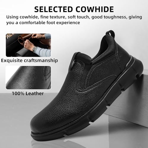 Men's Orthopedic Wide Leather Dress Shoes: Arch Support Plantar Fasciitis Orthotic Casual House Slip On Loafers, Comfortable High Arch Work Business Walking Oxford for Foot Heel Pain Relief4
