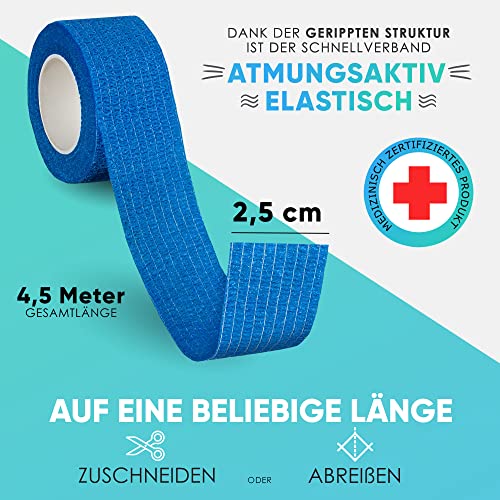Venda autoadhesiva para los dedos Health Press® elástica y azul de 2,5 cm con 8 rollos 2