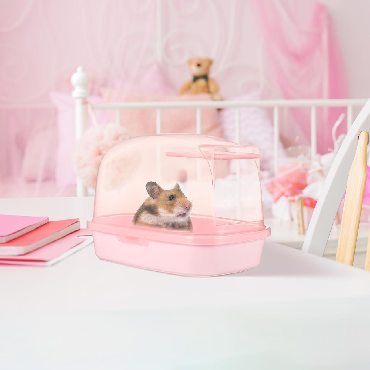 VANZACK Kunststoff Sandbad Box FüR Kleine Haustiere - Praktische Chinchilla Sauna Mit Transparentem Design Langlebig Und Hygienisch FüR Hamster Meerschweinchen Und EichhöRnchen - 23X16X17Cm