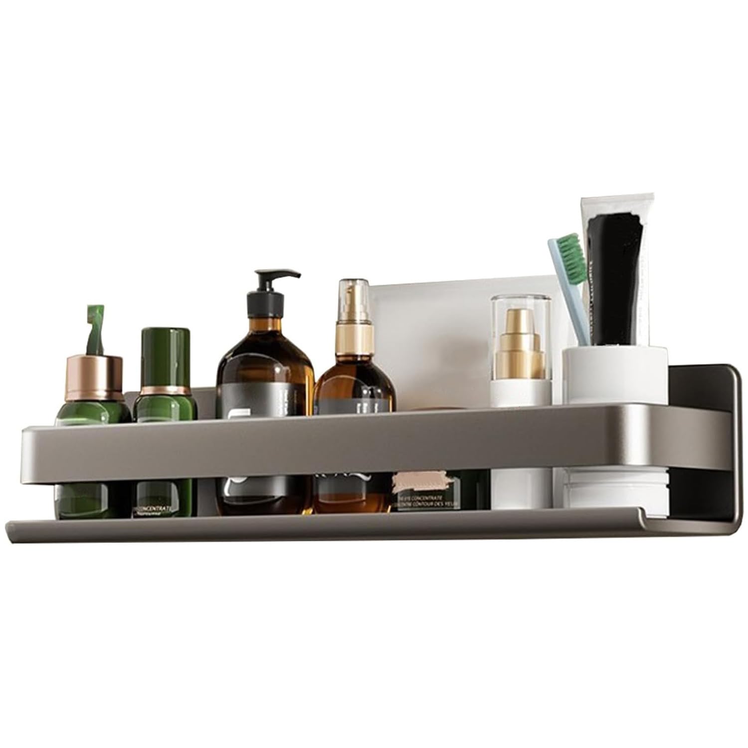 Étagère de douche organisateur mural en acier inoxydable 40 cm gris pour rangement douche