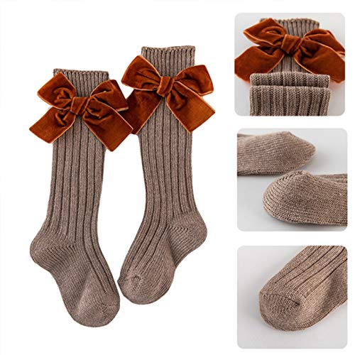 Baby Girls Knee High Socks Bow Knit Bowknot Socks Tube Ruffled Stockings for 0-7Years2