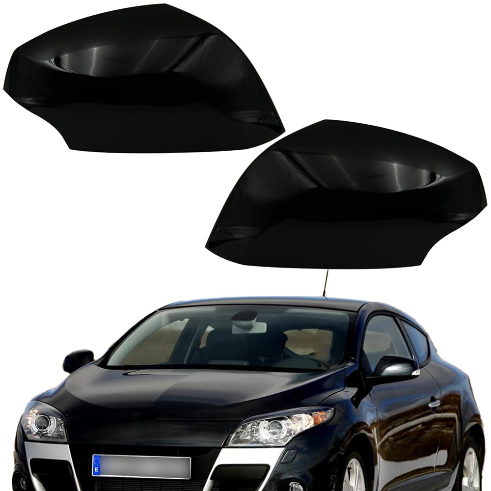 Tappi per Specchietti Nera, Copri Specchietto Retrovisore Auto Coppia Calotte Specchio Destra + Sinistra Sostituzione per Renault Megane MK3 2008-2016