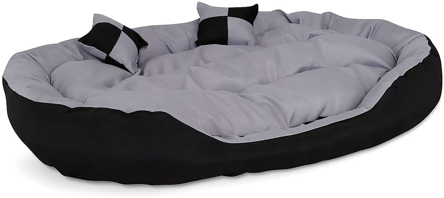 Poofy's Pet Island Polyester Velvet Egg Shape Ultra Soft Polyfill Reversible Dog/Cat (XXXL Bed, Grey-Black)