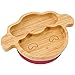 Piatto di Bambù con Ventosa per Neonati - Piatto di Bambù per Bambini, Non Tossico, Naturale, Che Rimane Freddo al Tatto Durante il Baby-Led Weaning (Lamb) Cherry