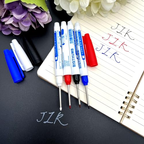 JZK 4x Waterproof Permanent Long Tip Marker Pens, Deep Hole, Fine Nib, Construction Marking Pens, Carpenter Pen - Image 2