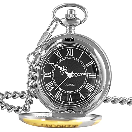 Reloj de bolsillo para hombre de cuarzo personalizado grabado con cadena fina de gala 3