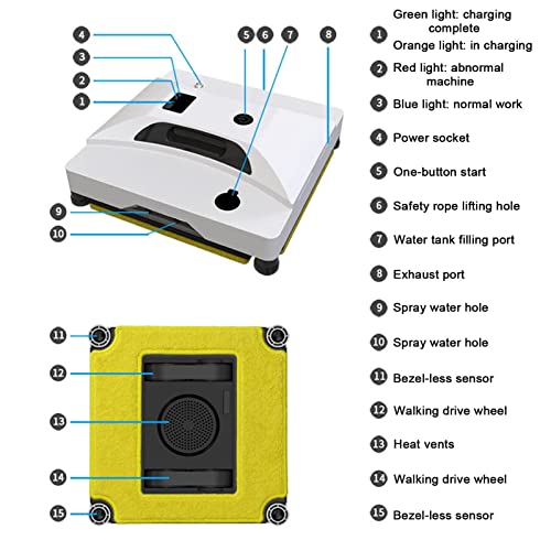 Robotic Window Cleaner with 40ml Tank, Electric Window Cleaning Robot, Auto Water Spray, Voice Output, Remote Control, for Glass, Tile, Mirrors - Image 2