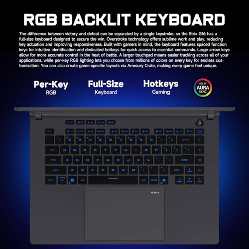 Image of ASUS ROG Strix G16 RTX 5080 Gaming Laptop, 16 inch ROG Nebula WQXGA (2560 x 1600) 240Hz /3ms 500 nits Display, Intel Ultra 9 275HX, NVIDIA RTX 5080, 64GB DDR5 RAM, 1TB SSD, Bundle with HyperX Cloud Headset