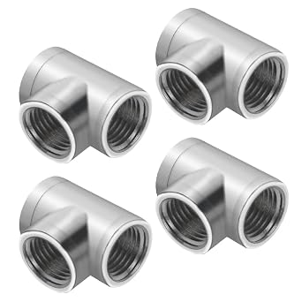 Silver Chrome G 1/4" Threaded 3 Way Fitting for Computer Water Cooling System4 PCS