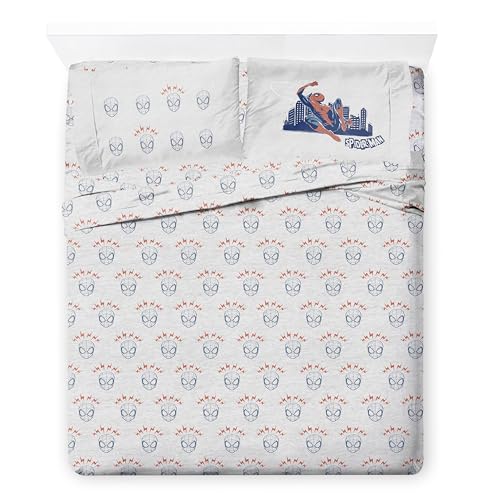 Image of Marvel Spiderman Queen Comforter Set 7 Piece Bedding for Boys, Blue | Bed in a Bag, Comforter Sheets Shams Pillowcases, Official Product, Soft Microfiber, Machine Washable, Boys Gift