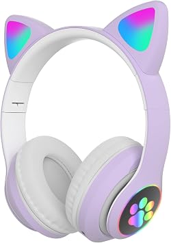Kid Headphones for School, Wireless Headphones for Kids and Adults, Bluetooth Headphones with Microphone, Violet