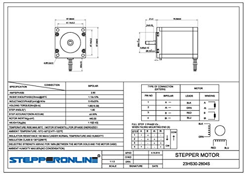 STEPPERONLINE Nema 23 Schrittmotor 1.8deg 1.9Nm 2.8A 57x76mm Stepper Motor 4 Drähte für 3D Drucker, CNC Fräse – Bild 5
