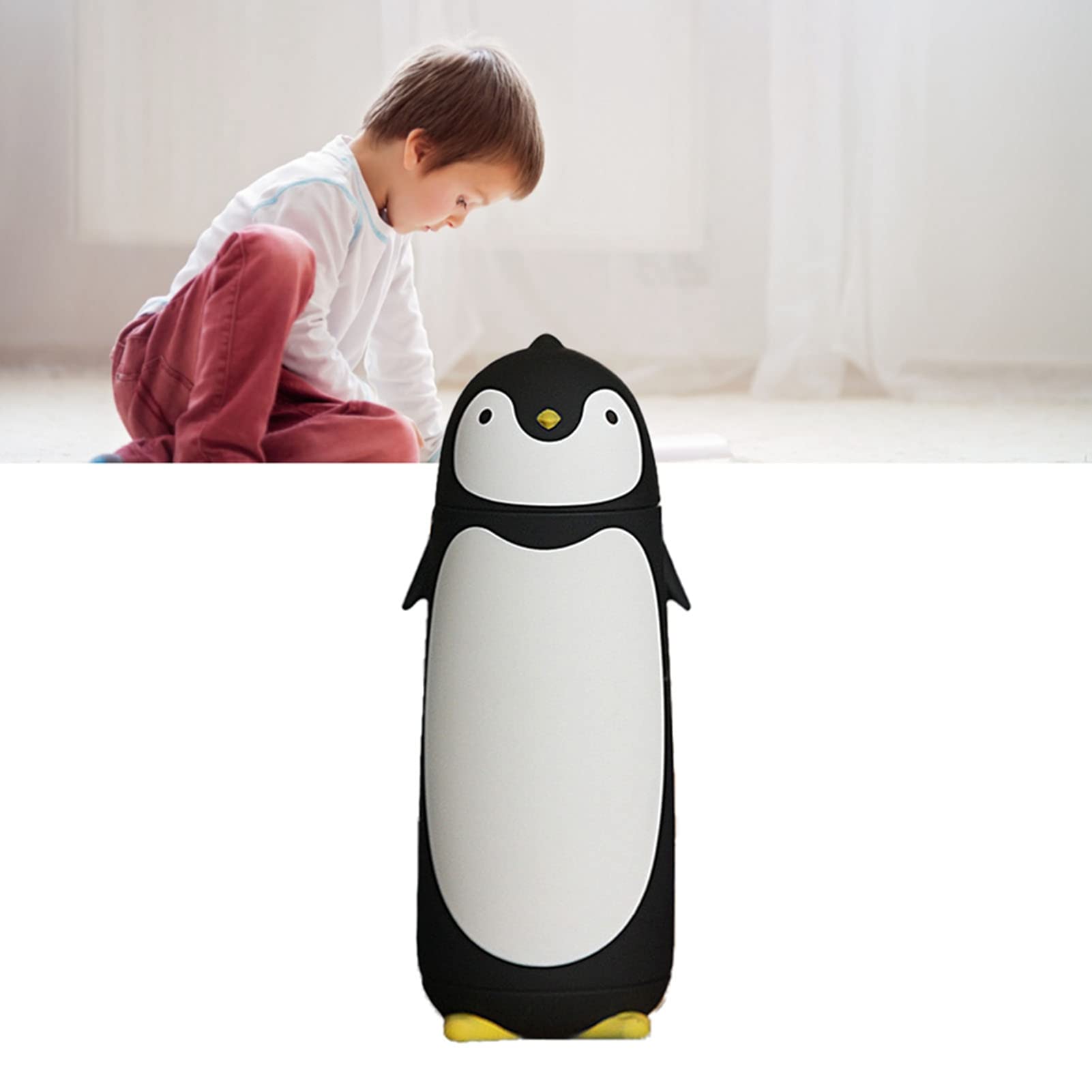Stainless Steel Penguin Vacuum Insulated Tumblers Travel Mug Tea Water Bottle Coffee Flask for Home Office School (Black) - Image 2