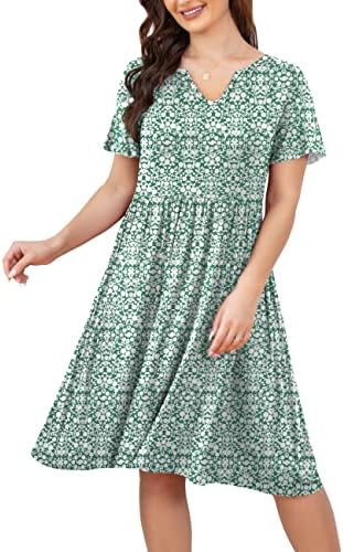 FOLUNSI Womens Plus Size Floral Dress Ruffle Sleeve A Line Flowy Midi Dresses 2X